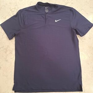 Nike Dri-Fit Navy Ribbed Blade Collar Golf Polo